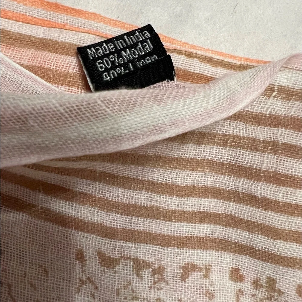 NWOT Asian Eye Lightweight Modal / Linen Scarf, Peach Mauve Blue A…